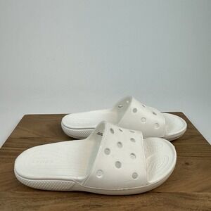 New NWOT Mens Crocs Classic White Slip On Comfort Slides Sandals Size 10 D‎